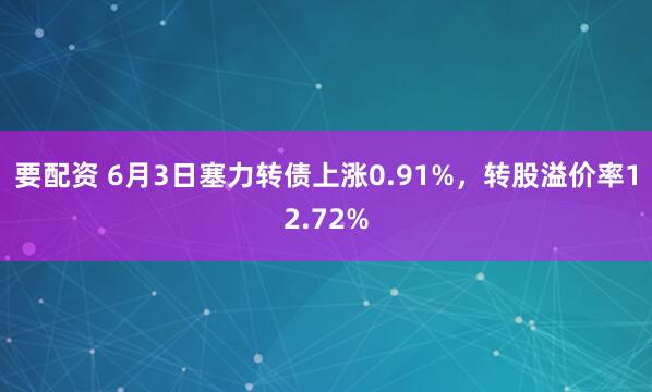 要配资 6月3日塞力转债上涨0.91%，转股溢价率12.72%