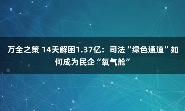 万全之策 14天解困1.37亿：司法“绿色通道”如何成为民企“氧气舱”
